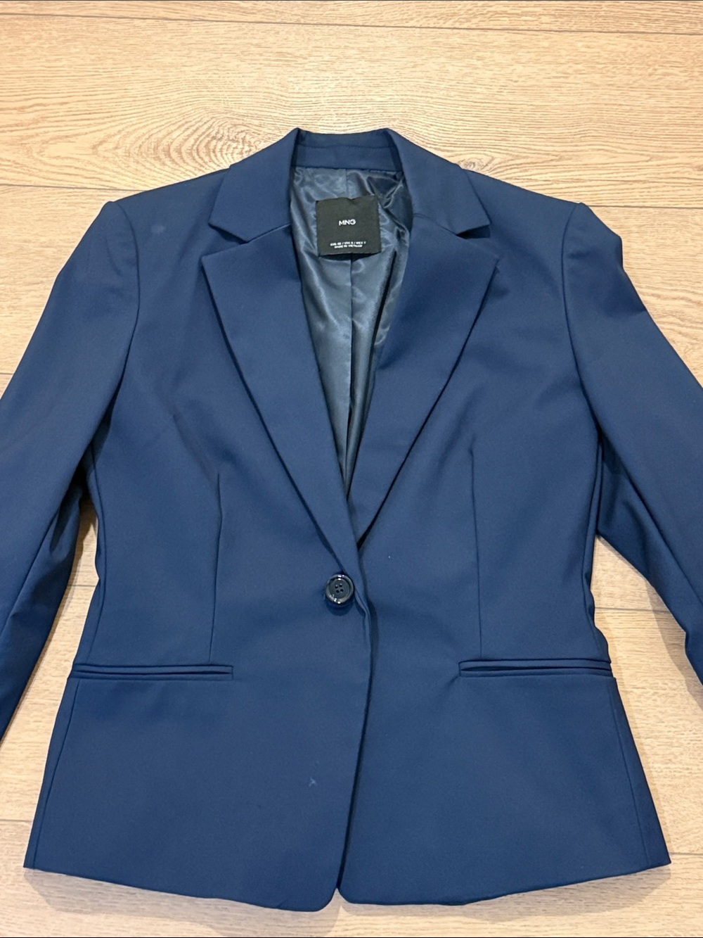 Mango Dark Blue Single-Button Women's Blazer